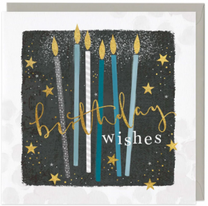 Candles and Gold Stars Birthday Card